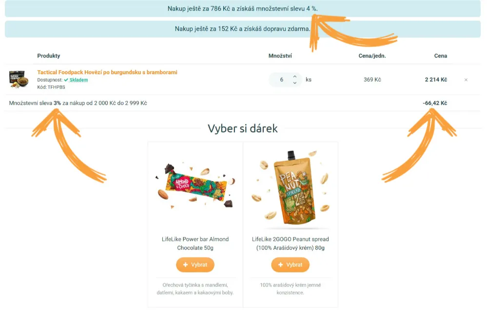 náhled košíku s ukázkou množstevní slevy