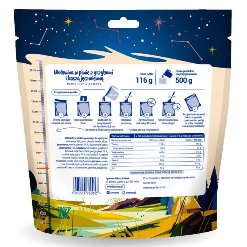 Lyommy Wołowina w piwie z grzybami i kaszą jęczmienną