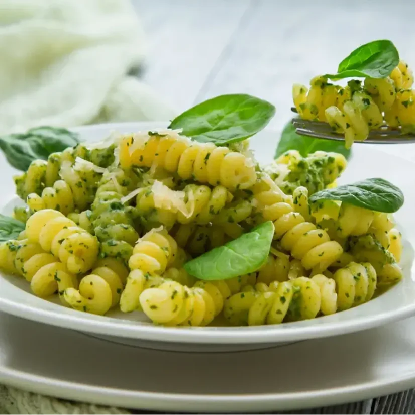 Adventure Menu Fusilli with spinach and walnuts