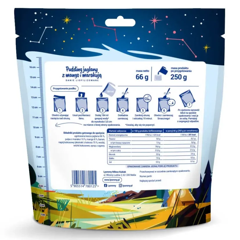 Lyommy Pudding jaglany z mango i marakują