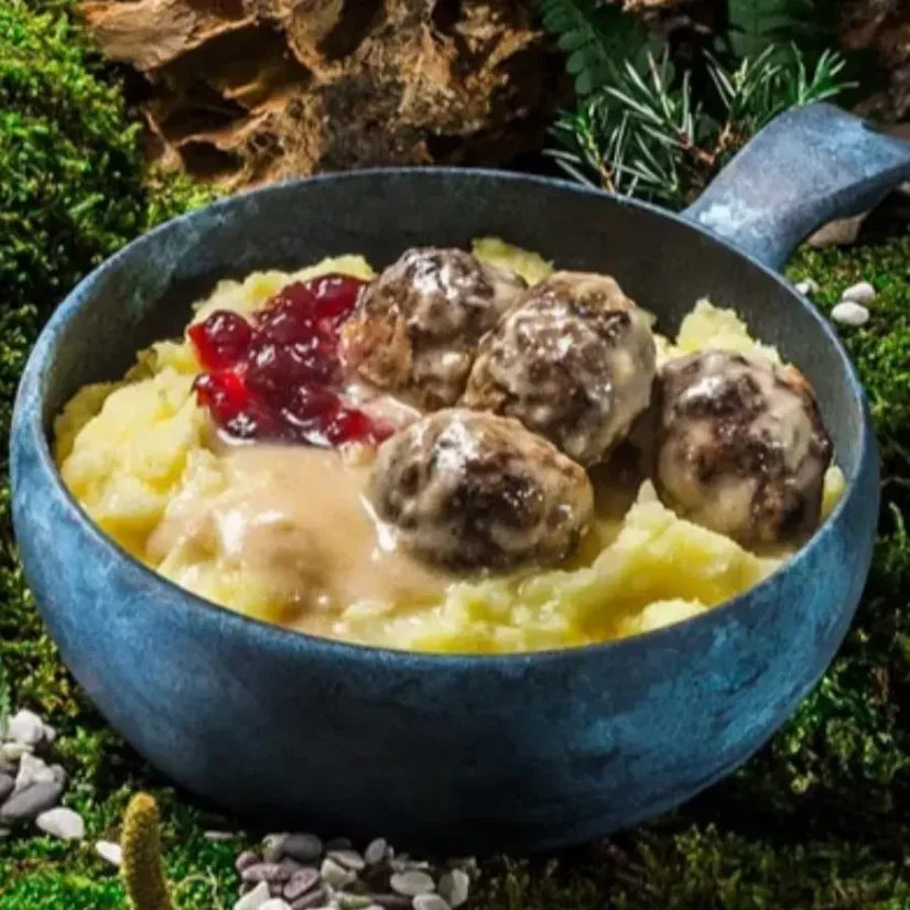 Adventure Menu Swedish meatballs with cream sauce and mashed potatoes