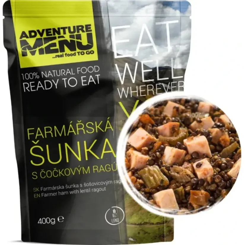 Adventure Menu Farmářská šunka s čočkovým ragú