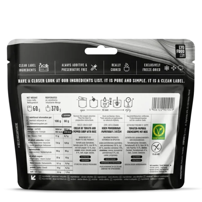 Lyofood Cream of tomato & pepper soup with rice