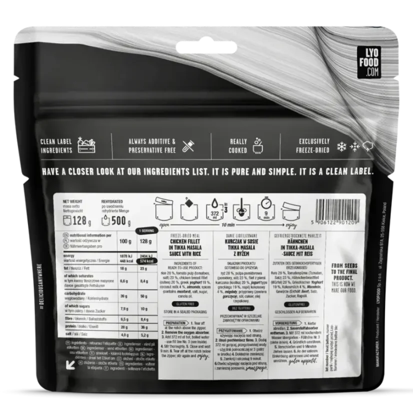 Lyofood Chicken fillet in Tikka Masala sauce with rice