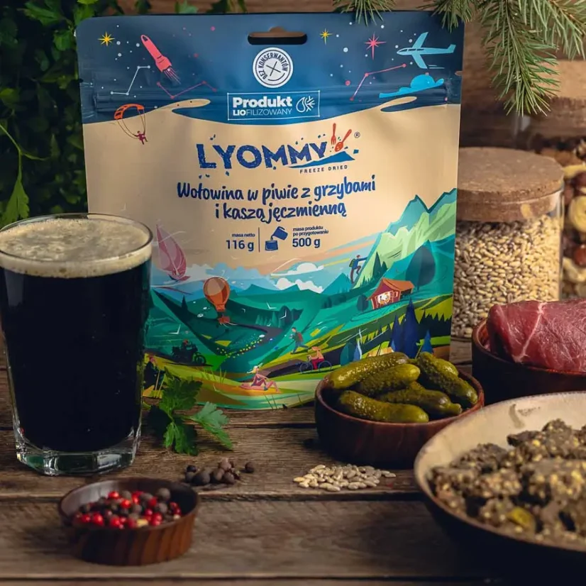 Lyommy Wołowina w piwie z grzybami i kaszą jęczmienną