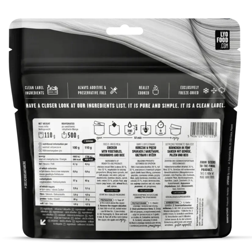 Lyofood Chicken with vegetables, mushrooms and rice