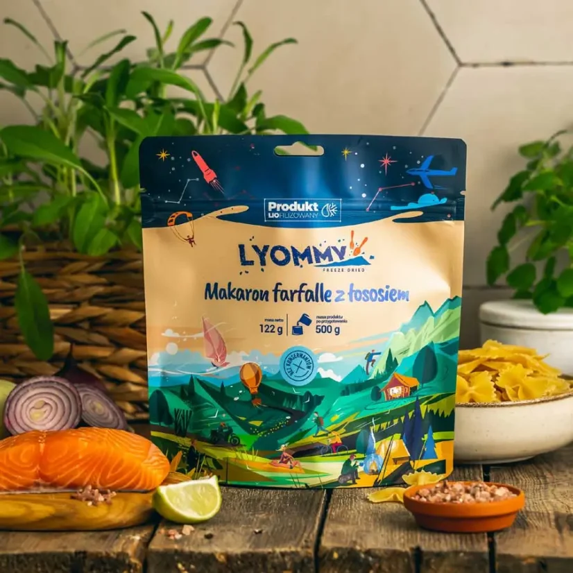 Lyommy Makaron farfalle z łososiem