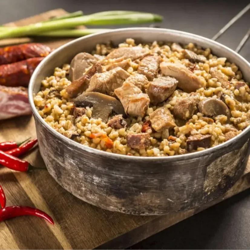 Adventure Menu Spicy meat mix with bulgur