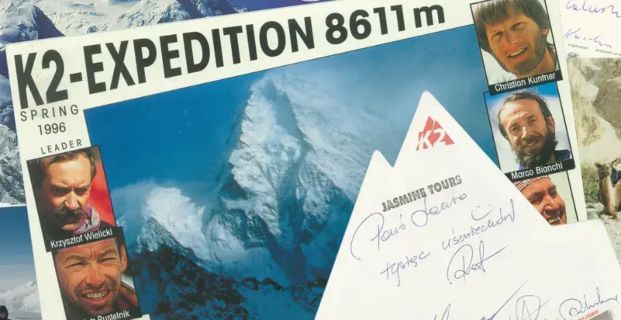 pohlednice z expedice na k2 pro firmu lyovit